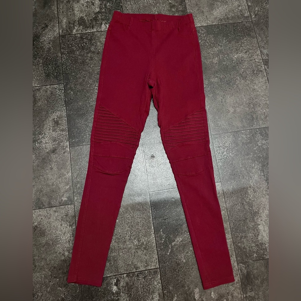 Maroon Pull on Moto Pants